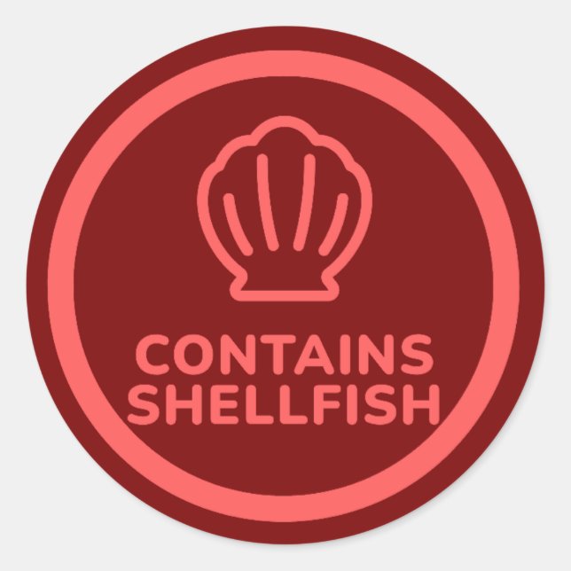 Sticker Rond Contient des fruits de mer Allergies aux poissons  (Devant)