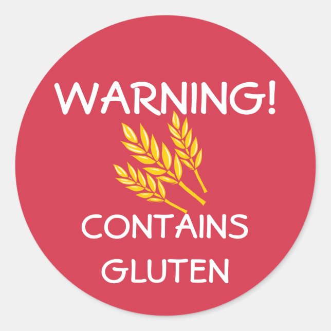 Sticker Rond Contient Gluten Food Allergy Alert Rouge (Devant)