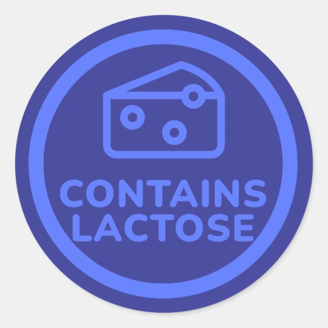 Sticker Rond Contient Lait Lactose Sans Avertissement Allergie  (Devant)