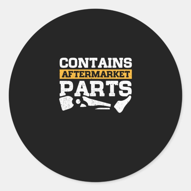 Sticker Rond Contient une prothèse de jambe amputée pour pièces (Devant)