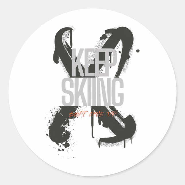 Sticker Rond Continuer à skier (Devant)