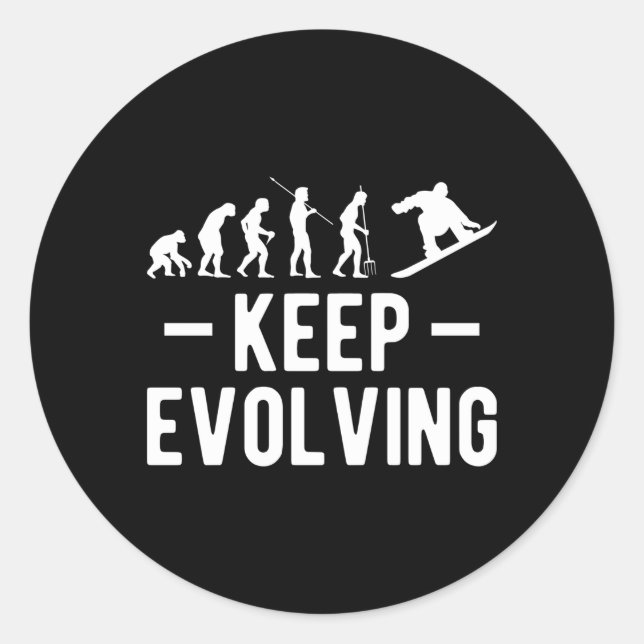 Sticker Rond Continuer l'évolution du snowboard (Devant)