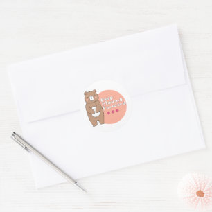 Sticker Rond Continuez à avancer Kawaii joyeux ours rose et bru