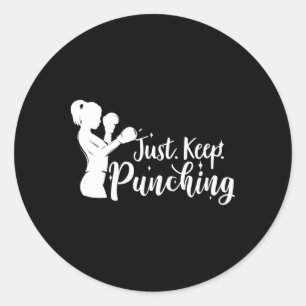 Sticker Rond Continuez à Punching - Cadeaux Femme Boxer