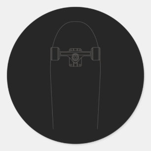 Sticker Rond Contour de skateboard - Skateur en skateboard vint