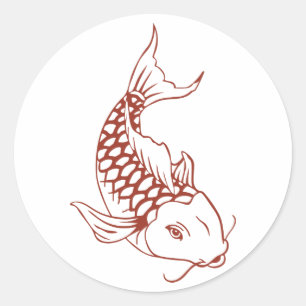 Sticker Rond Contour du poisson de Koi