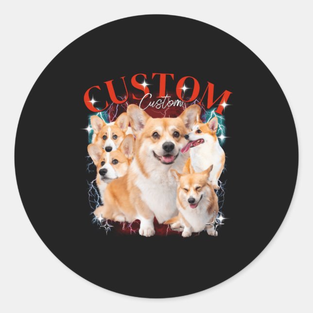 Sticker Rond Contrefaçon Animaux Chien Chat Drôle 1wh1  (Devant)