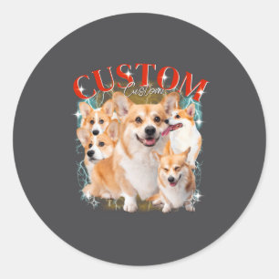 Sticker Rond Contrefaçon Animaux Drôles Chien Chat 1bk1 