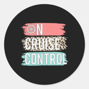 Sticker Rond Contrôle De Croisière Leopard Drôle Vacances D'Été