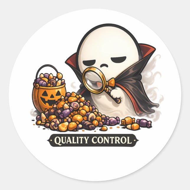 Sticker Rond Contrôle de Qualité Halloween Vampire Mignon  (Devant)