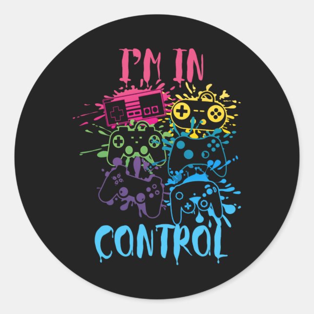 Sticker Rond Contrôler Toutes Les Choses Video Game Controller  (Devant)