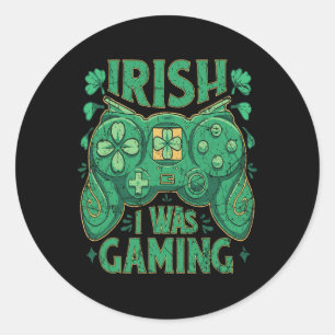 Sticker Rond Contrôleur de jeu Irish Gamer Boys Jour de la Sain