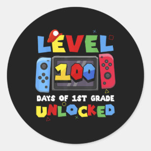 Sticker Rond Contrôleur De Jeu Niveau 100 Jours De Déverrouilla