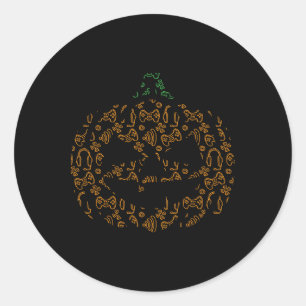 Sticker Rond Contrôleur de jeu vidéo Citrouille Halloween Costu