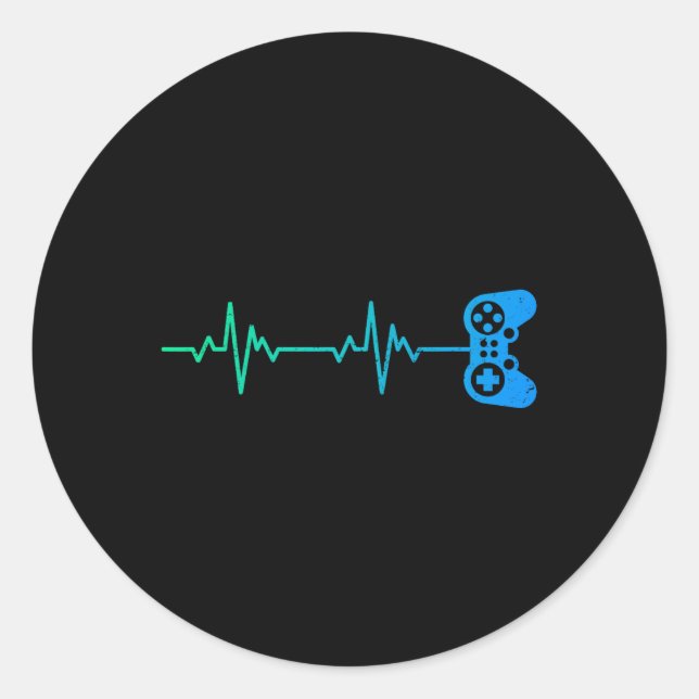 Sticker Rond Contrôleur De Jeu Vidéo Cool De Heartbeat Pour Ner (Devant)