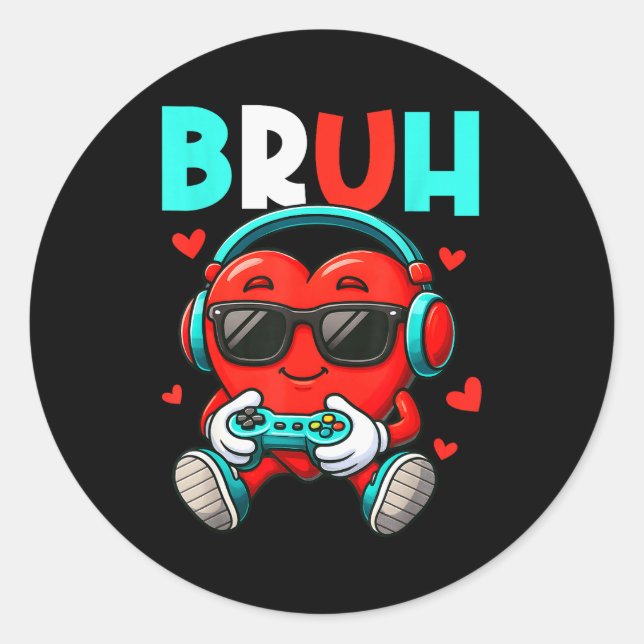 Sticker Rond Contrôleur de jeu vidéo de la Saint-Valentin pour  (Devant)