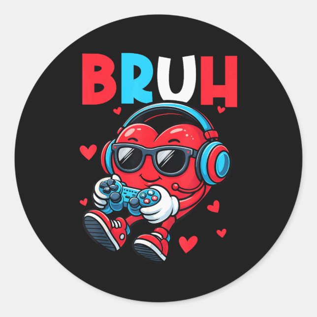 Sticker Rond Contrôleur de jeu vidéo de la Saint-Valentin pour  (Devant)