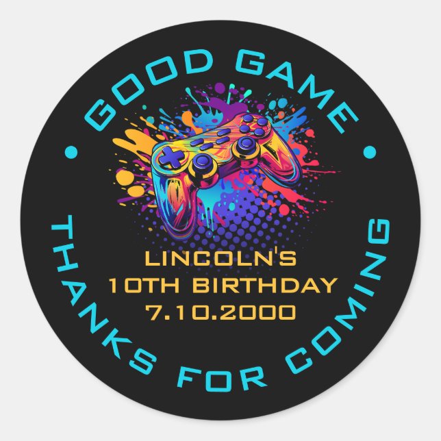 Sticker Rond Contrôleur de jeu vidéo Niveau supérieur (Devant)