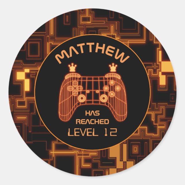 Sticker Rond Contrôleur de jeu vidéo orange (Devant)