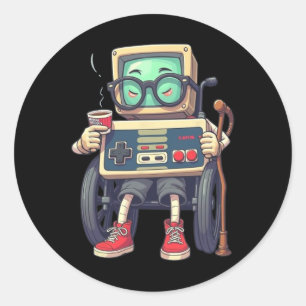 Sticker Rond Contrôleur de jeu vidéo rétro des années 80 90 drô