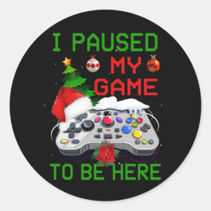 Sticker Rond Contrôleur de jeu vidéo Santa Hat Christmas Gaming