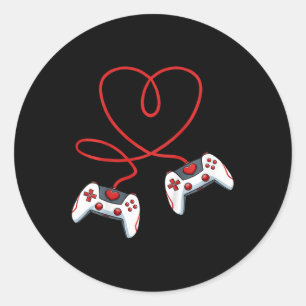 Sticker Rond Contrôleur Heart Video-game Valentines Day Cool Ga