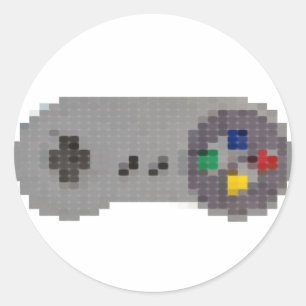 Sticker Rond Contrôleur SNES Pixel Rétro
