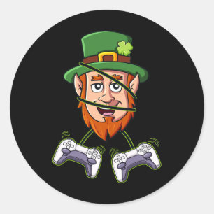 Sticker Rond Contrôleurs de jeu vidéo Jour de la Saint Patrick 