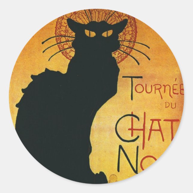 Sticker Rond Conversation Noir - Chat noir (Devant)