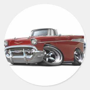 Sticker Rond Convertible 1957 marron de Chevy Belair
