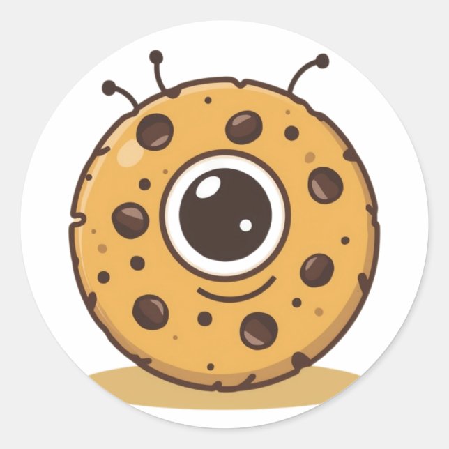 Sticker Rond Cookie Alien – Mignon Dessin de Dessert Amusant (Devant)
