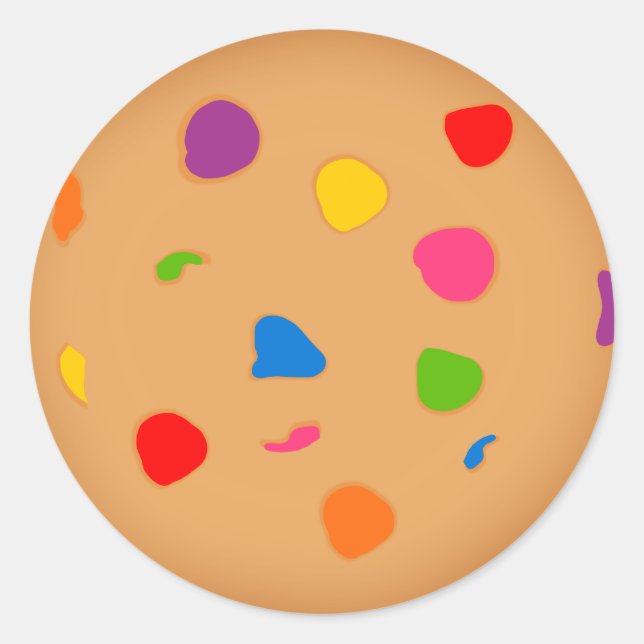 Sticker Rond Cookie au chocolat arc-en-ciel (Devant)