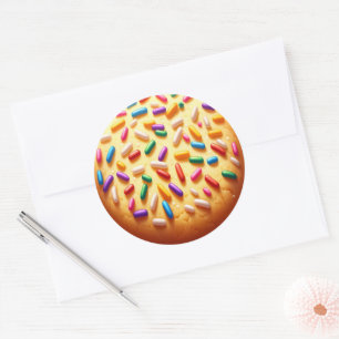 Sticker Rond Cookie au Sucre avec Paillettes
