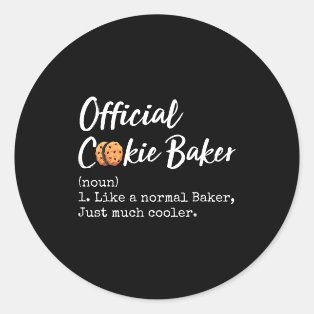 Sticker Rond Cookie Baker Definition Funny Christmas Baking  (Devant)