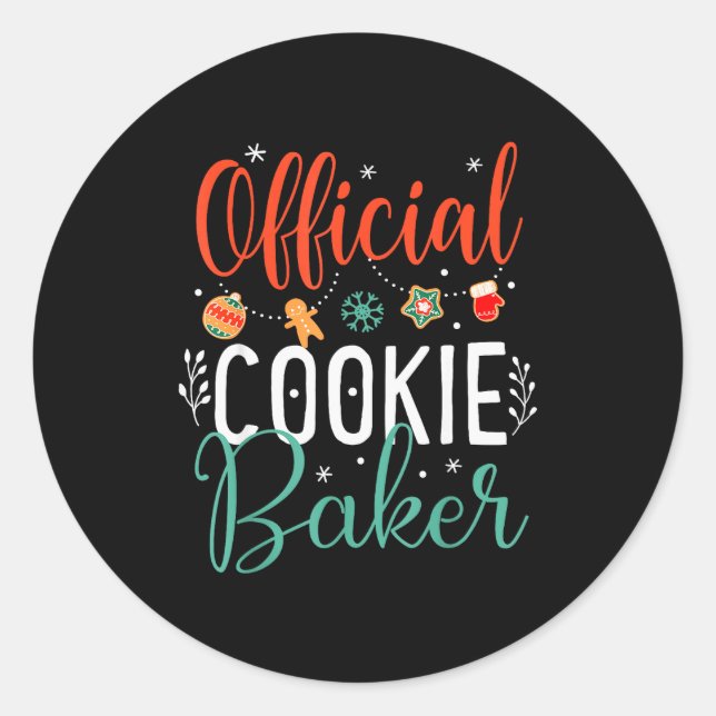 Sticker Rond Cookie Baker Funny Christmas Couples Matching  (Devant)