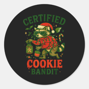 Sticker Rond Cookie Bandit Certifié, Funny Christmas Lights Ra