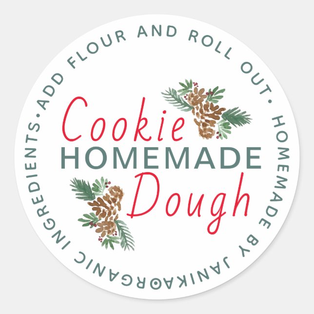 Sticker Rond Cookie de Noël Dough Pinecones de script maison (Devant)