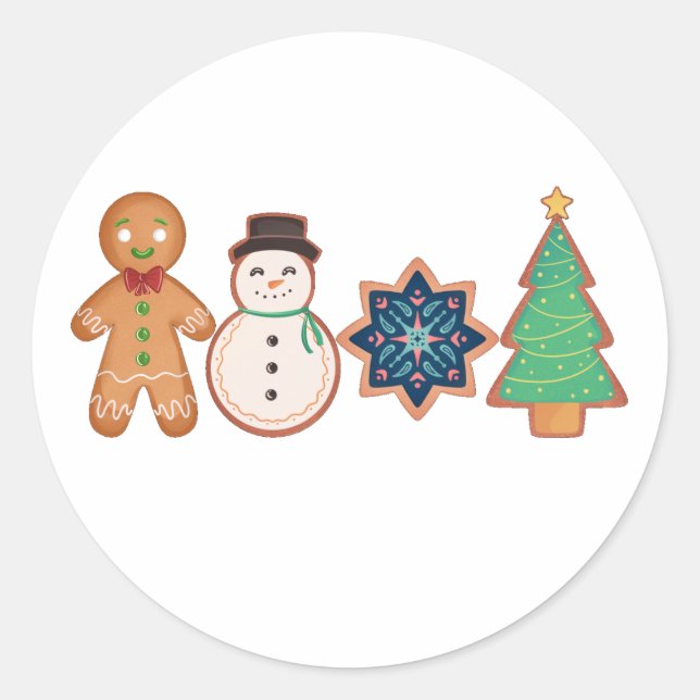 Sticker Rond Cookie de pain d'épice de Noël (Devant)