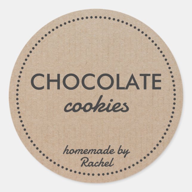 Sticker Rond Cookie fait maison Vintage Moderne Rustique (Devant)