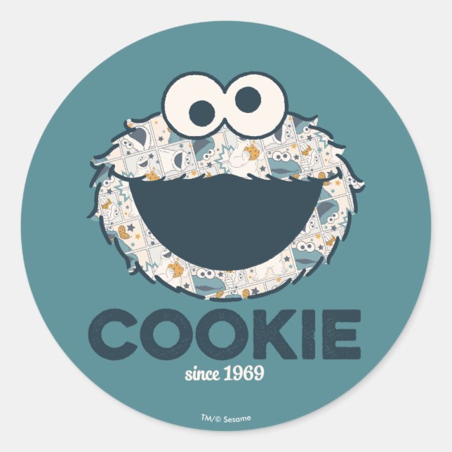 Sticker Rond Cookie Monster | Cookie depuis 1969 (Devant)