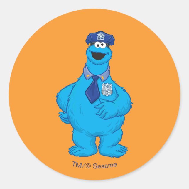 Sticker Rond Cookie Monster | Costume de policier (Devant)