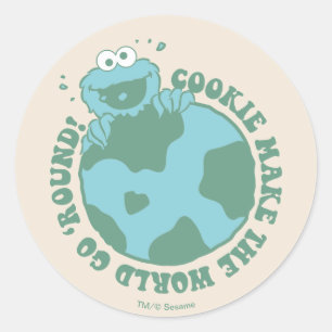 Sticker Rond Cookie Monster Les cookies font tourner le monde
