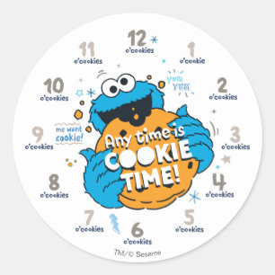 Sticker Rond Cookie Monster N'importe quelle heure est l'heur