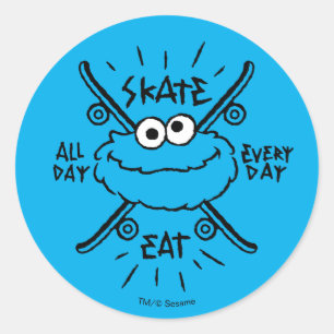 Sticker Rond Cookie Monster Skate Logo - Patinage, Manger, 24h/