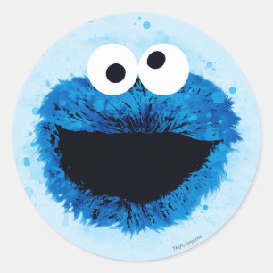 Sticker Rond Cookie Monster   Tendance de l'aquarelle