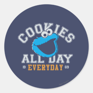 Sticker Rond Cookie Monster tous les jours