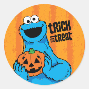 Sticker Rond Cookie Monster - Tricoter Ou Traiter