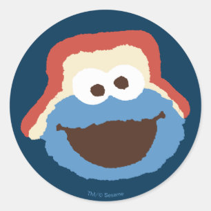 Sticker Rond Cookie Monster Woodland Face