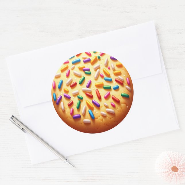 Sticker Rond Cookie sucre avec arroses (Enveloppe)