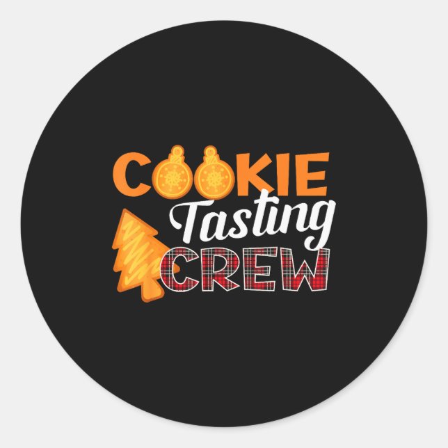 Sticker Rond Cookie Tasting Crew - Funny Plaid Christmas  (Devant)